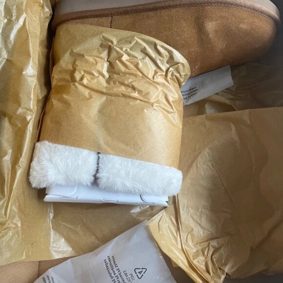 NEW KOOLABURRA BY UGG AUBREI SHORT CHESTNUT SUEDE FUR WOMEN'S BOOTS SIZE US 9 - Picture 10 of 13